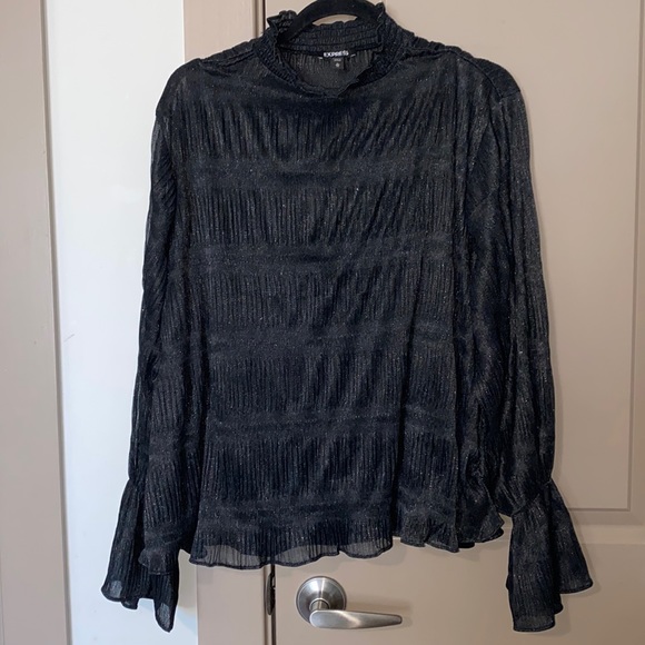Express Women’s Metallic Pleated Blouse - Picture 1 of 5